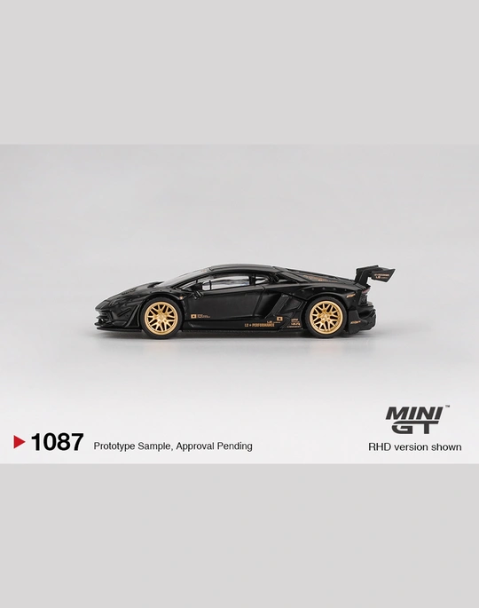 The MINI GT LB★WORKS Lamborghini Aventador Limited Edition Matte Black – MGT01087 celebrates one of the boldest modern supercars ever transformed by Liberty Walk (LBWK). Based on the legendary Lamborghini Aventador, this stunning model features the world-famous LB★WORKS conversion created by Wataru Kato, whose unmistakable widebody designs have become icons across the global automotive scene. Powered in real life by Lamborghini's naturally aspirated 6.5-litre V12 engine, the Aventador is regarded as one of the greatest modern supercars ever produced. Liberty Walk elevates its presence with dramatically widened bolt-on fenders, an aggressive front splitter, aerodynamic side skirts, rear diffuser, canards, and an imposing GT-style rear wing. The result is a machine that perfectly blends Italian supercar engineering with Japan's unmistakable custom car culture. Finished in an exclusive Matte Black paint scheme paired with elegant Gold wheels, this Limited Edition release delivers an aggressive yet sophisticated appearance. The stealth-inspired finish highlights every contour of the LB★WORKS body kit while the gold wheels provide the perfect contrast, making this one of the most desirable Lamborghini color combinations in the MINI GT lineup. Collectors have praised the model for its premium finish and authentic stance, making it a standout release among Liberty Walk enthusiasts. Manufactured by MINI GT (TrueScale Miniatures), this premium 1:64 diecast replica features highly accurate body proportions, exceptional matte paint application, realistic wheels with rubber tires, detailed interior, and collector-grade finishing. Every aerodynamic component has been faithfully recreated, allowing collectors to enjoy one of Liberty Walk's most iconic Lamborghini builds in miniature form. The model is officially available as MGT01087-L (LHD), MGT01087-R (RHD), and MGT01087-BL (Blister Pack). For collectors in Qatar, the MINI GT MGT01087 LB★WORKS Lamborghini Aventador Limited Edition Matte Black is an essential addition to any premium supercar or Liberty Walk collection. Combining Lamborghini's legendary V12 flagship, Liberty Walk's world-renowned widebody styling, and MINI GT's exceptional craftsmanship, this model offers outstanding display presence, exclusivity, and long-term collector value. Whether you're building an LBWK collection or showcasing iconic Lamborghinis, this Matte Black Aventador is guaranteed to be a centerpiece.
