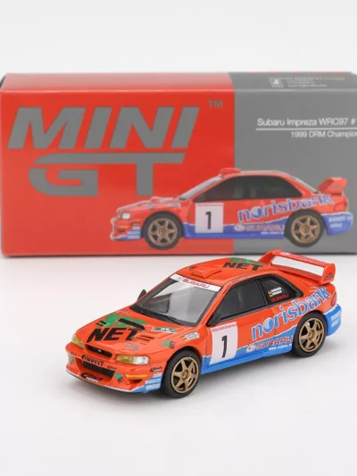 MINI GT 1:64 MGT01 SUBARU IMPREZA WRC97 #1 1999 DRM CHAMPION