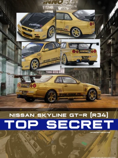 INNO64 164 NISSAN SKYLINE GT-R (R34) TOP SECRET GOLD