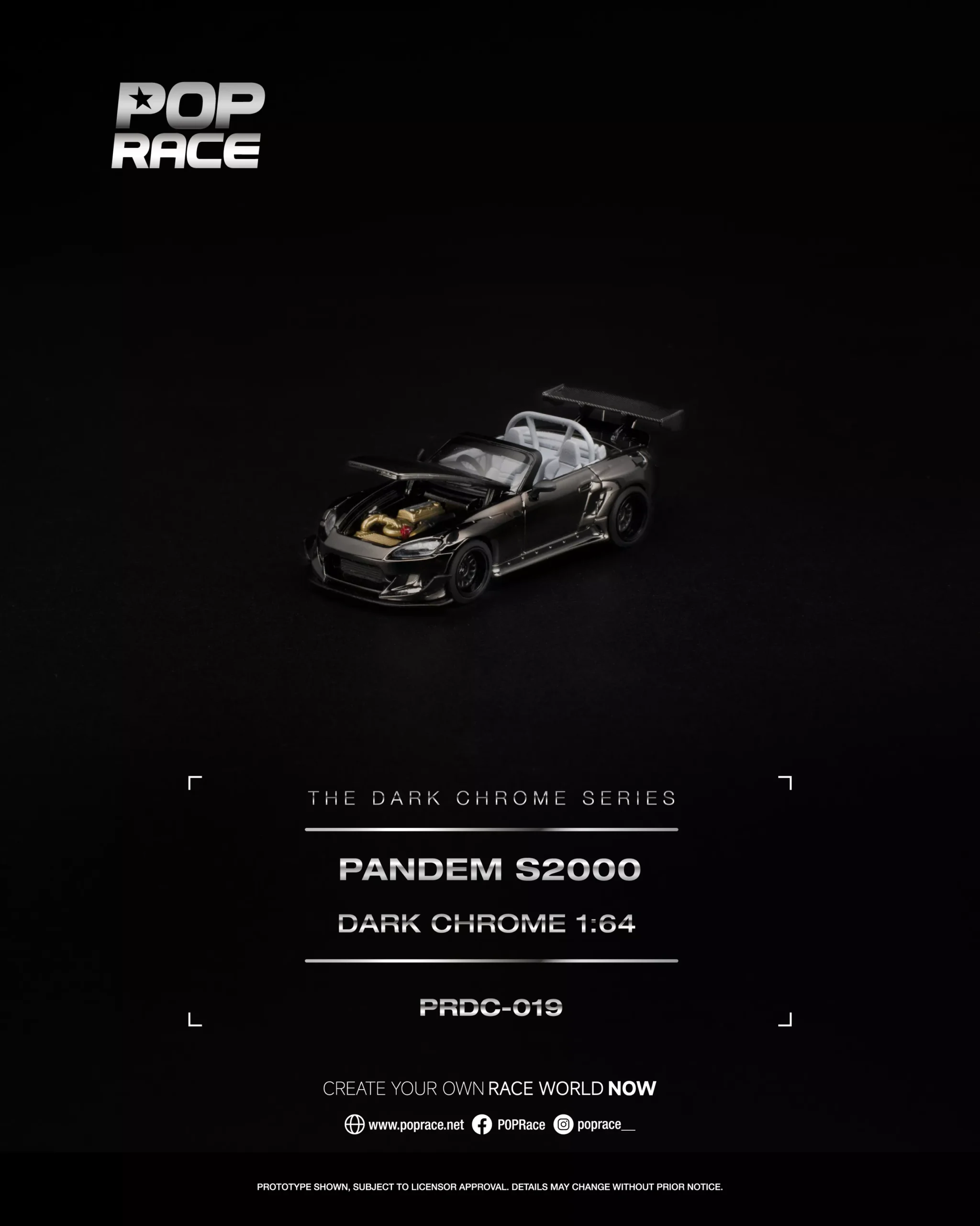 PRDC019 POPRACE 1:64 PANDEM S2000 DARK CHROME - Image 3