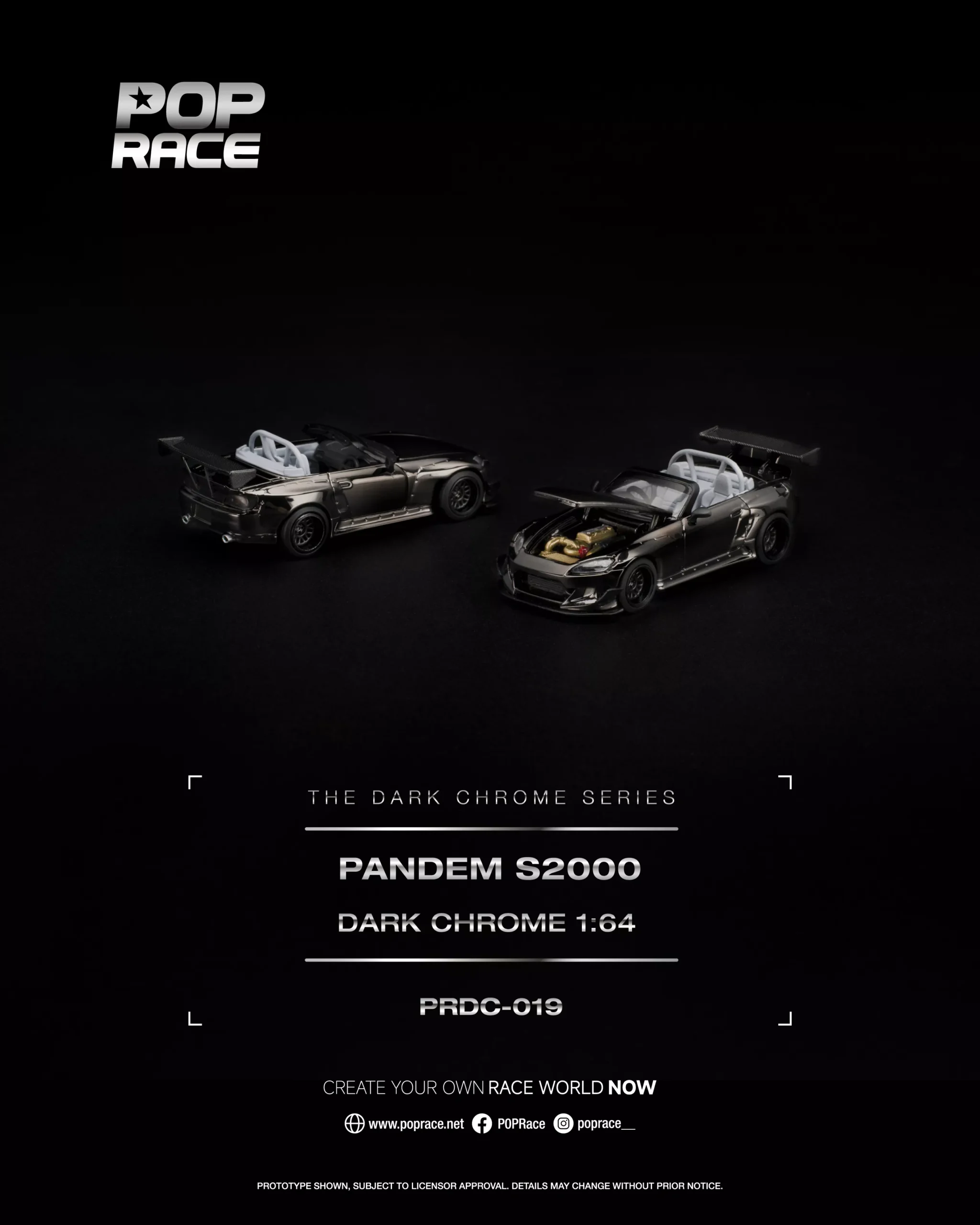 PRDC019 POPRACE 1:64 PANDEM S2000 DARK CHROME
