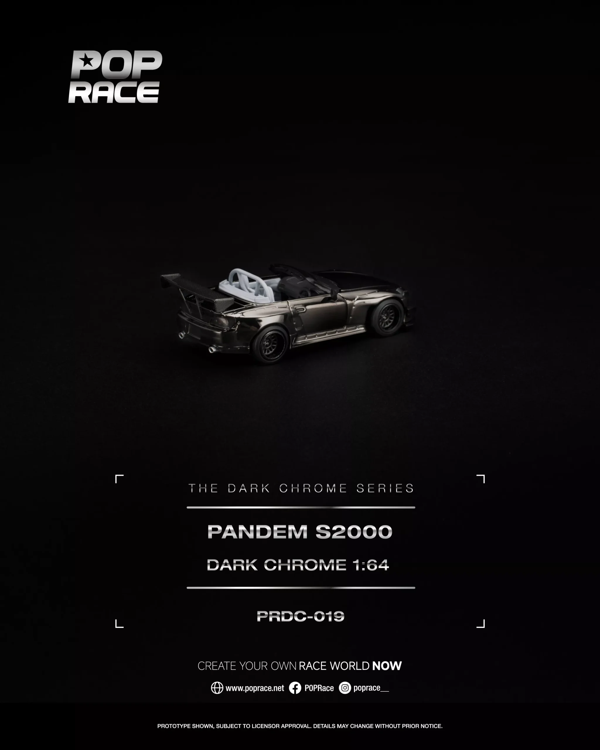 PRDC019 POPRACE 1:64 PANDEM S2000 DARK CHROME - Image 2