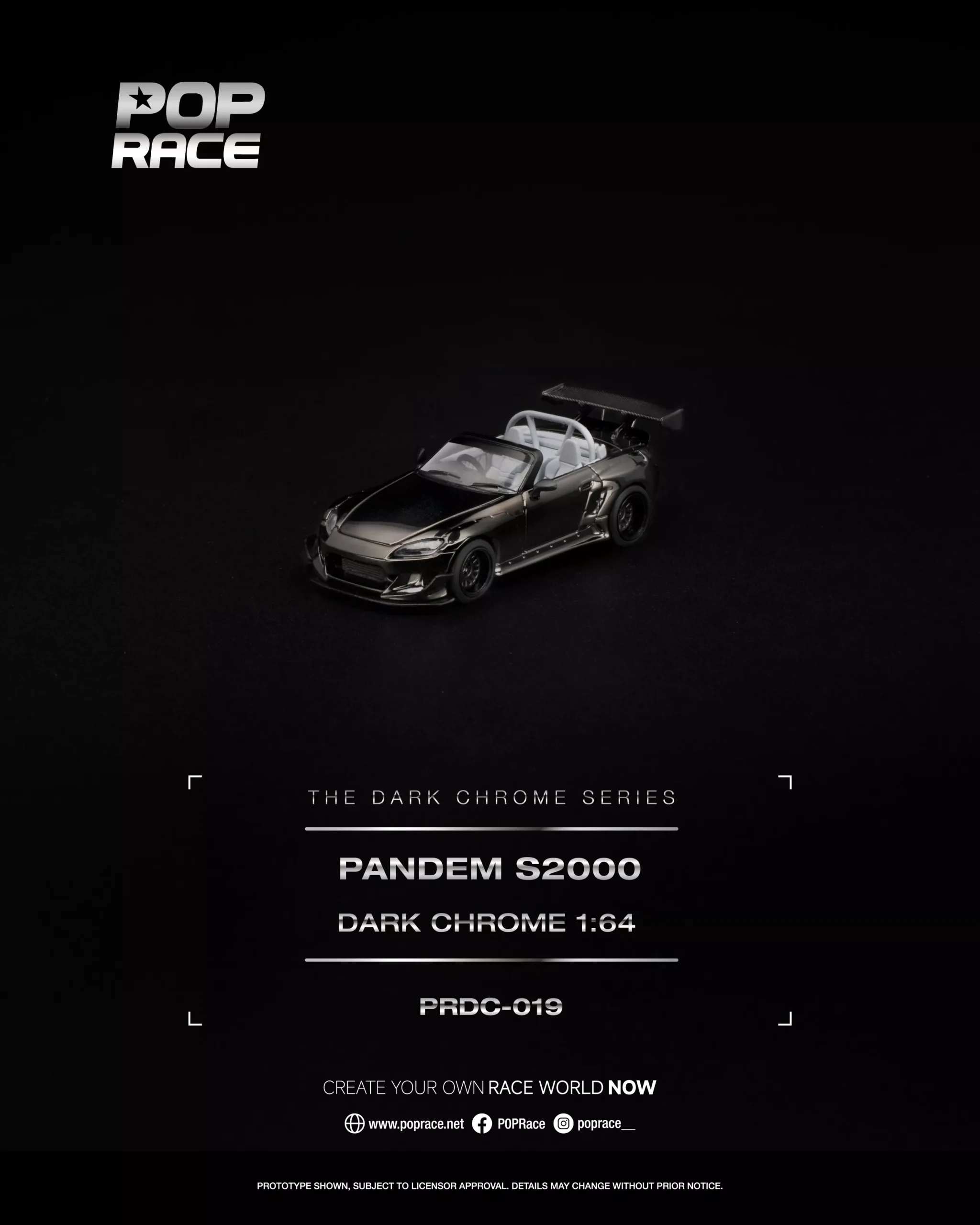 PRDC019 POPRACE 1:64 PANDEM S2000 DARK CHROME
