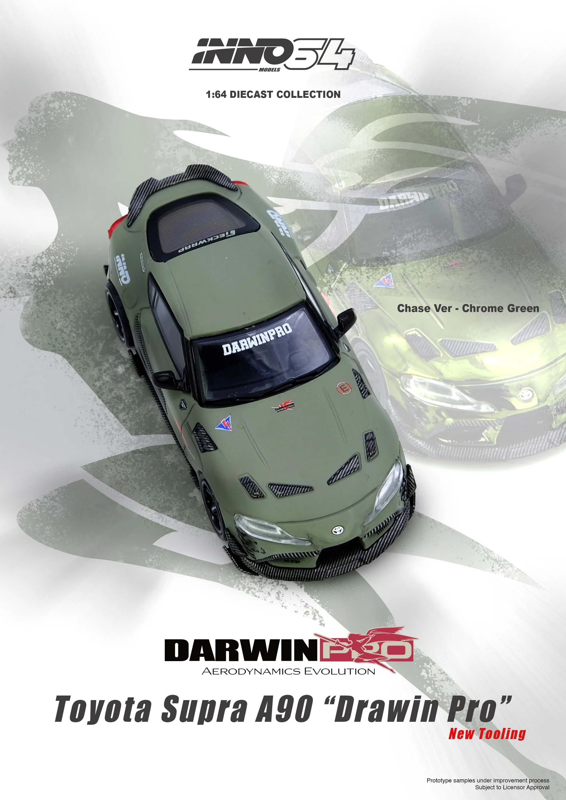 INNO64 1:64 TOYOTA SUPRA A90 DARWIN PRO MATT GREEN