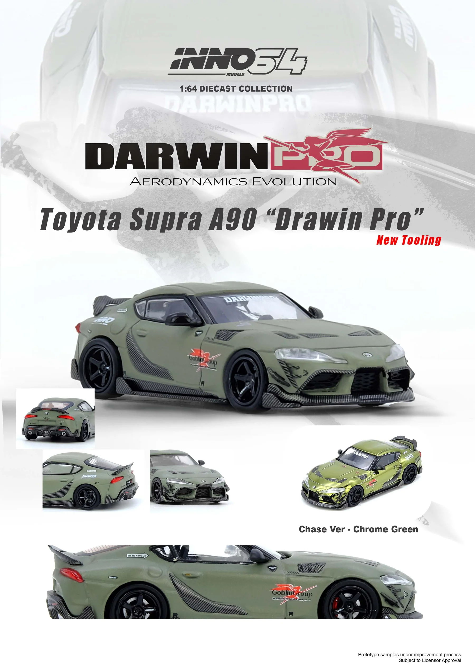 INNO64 1:64 TOYOTA SUPRA A90 DARWIN PRO MATT GREEN