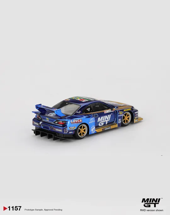 MINI GT 1:64 MGT01157 NISSAN LB-SUPER SILHOUETTE S15 SILVIA #555 TEAM MINI GT LIBERTY WALK 2025 FORMULA DRIFT – CHROME BLUE - Image 2