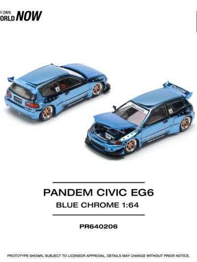 POPRACE 1:64 PR640206 PANDEM CIVIC EG6 - BLUE CHROME