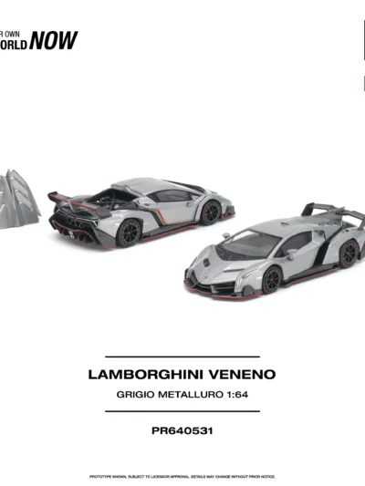 PR640531 POPRACE 1:64 LAMBORGHINI VENENO GRIGIO METALLURO