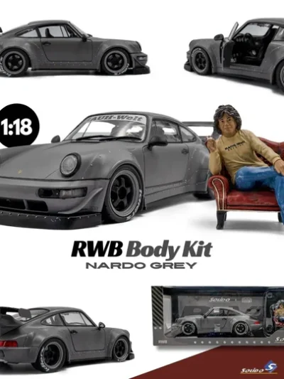Solido x American Diorama 1:18 RWB 964 - Nardo Grey w/Akira Nakai Figurine