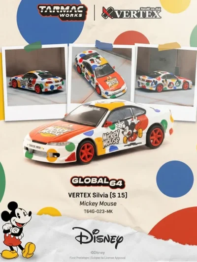 TARMAC WORKS GLOBAL64 1:64 VERTEX SILVIA (S15) MICKEY MOUSE
