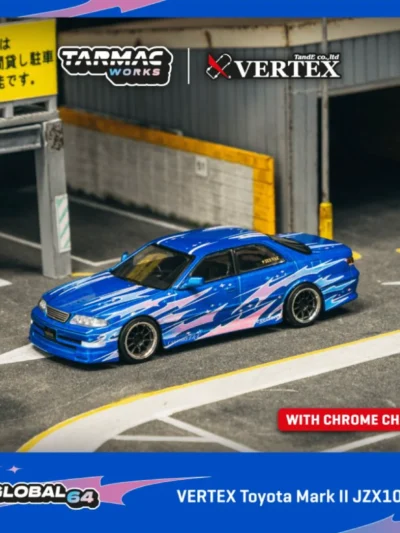TARMAC WORKS GLOBAL64 1:64 VERTEX TOYOTA MARK II JZX100 BLUE METALLIC
